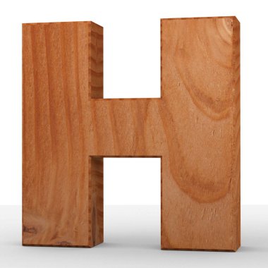 3D dekoratif ahşap alfabe, büyük harf H
