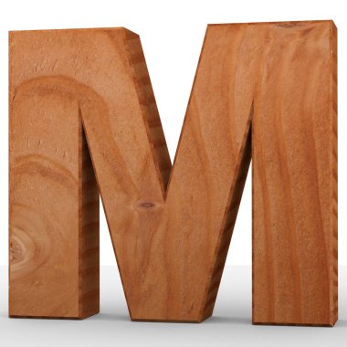 3D dekoratif ahşap alfabe, büyük harf M