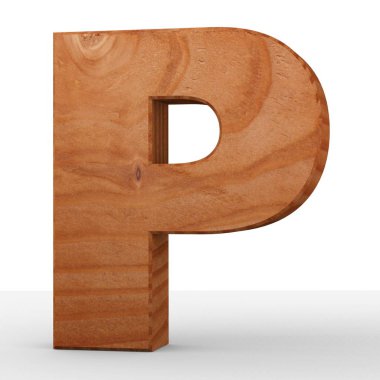 3D dekoratif ahşap alfabe, büyük harf P