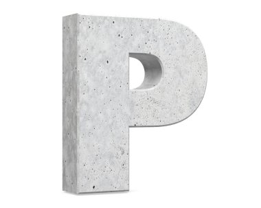 Büyük harf - beyaz arka plan üzerinde izole P beton. 3D render illüstrasyon