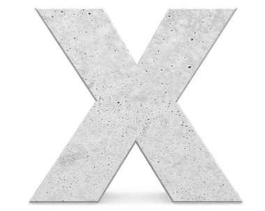 Beton büyük harf - X izole üzerinde beyaz arka plan. 3D render illüstrasyon
