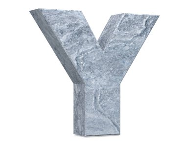 Büyük harf - beyaz arka plan üzerinde izole Y beton. 3D render illüstrasyon