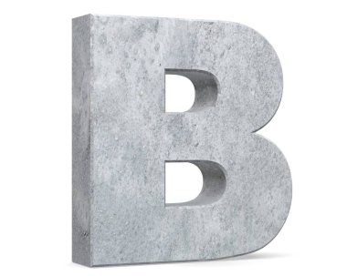 Büyük harf - beyaz arka plan üzerinde izole B beton. 3D render illüstrasyon
