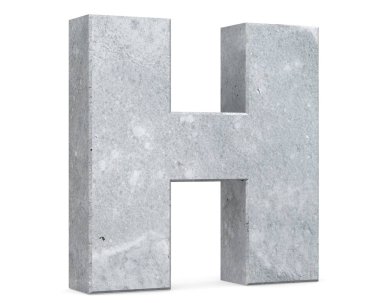 Büyük harf - beyaz arka plan üzerinde izole H Beton. 3D render illüstrasyon