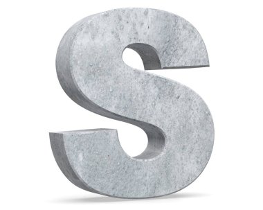 Büyük harf - beyaz arka plan üzerinde izole S beton. 3D render illüstrasyon