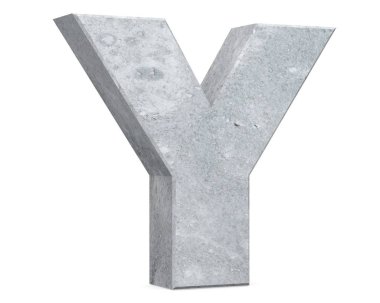 Büyük harf - beyaz arka plan üzerinde izole Y beton. 3D render illüstrasyon