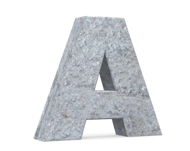 Büyük harf - beyaz arka plan üzerinde izole A beton. 3D render illüstrasyon