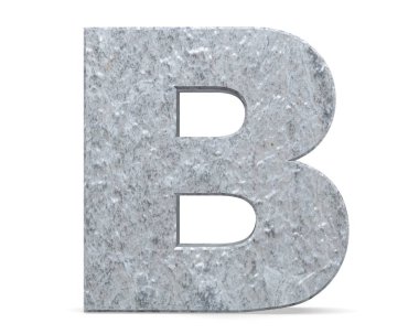 Büyük harf - beyaz arka plan üzerinde izole B beton. 3D render illüstrasyon