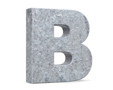 Büyük harf - beyaz arka plan üzerinde izole B beton. 3D render illüstrasyon