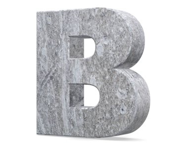 Büyük harf - beyaz arka plan üzerinde izole B beton. 3D render illüstrasyon
