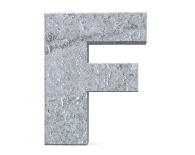 Büyük harf - beyaz arka plan üzerinde izole F beton. 3D render illüstrasyon