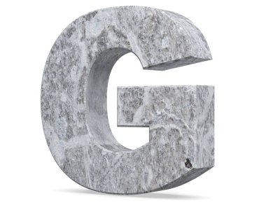 Büyük harf - beyaz arka plan üzerinde izole G beton. 3D render illüstrasyon