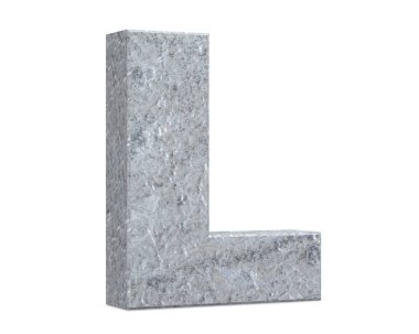 Büyük harf - beyaz arka plan üzerinde izole L beton. 3D render illüstrasyon
