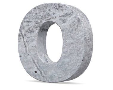 Büyük harf - beyaz arka plan üzerinde izole O beton. 3D render illüstrasyon