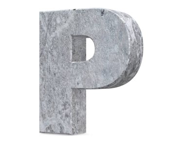 Büyük harf - beyaz arka plan üzerinde izole P beton. 3D render illüstrasyon