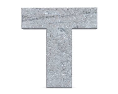 Büyük harf - beyaz arka plan üzerinde izole T beton. 3D render illüstrasyon