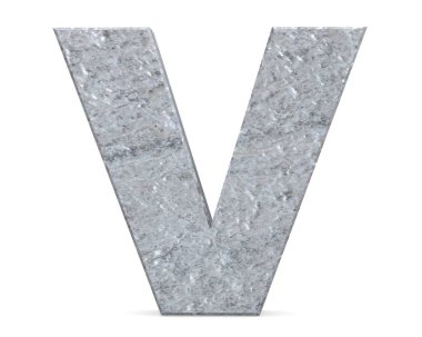 Büyük harf - beyaz arka plan üzerinde izole V beton. 3D render illüstrasyon