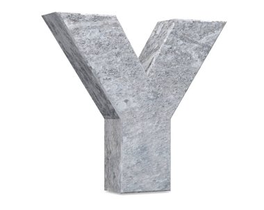 Büyük harf - beyaz arka plan üzerinde izole Y beton. 3D render illüstrasyon