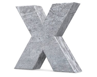 Beton büyük harf - X izole üzerinde beyaz arka plan. 3D render illüstrasyon