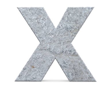 Beton büyük harf - X izole üzerinde beyaz arka plan. 3D render illüstrasyon