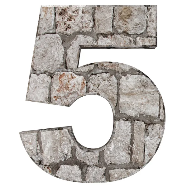 Číslo Pět Kamenných Cihel Vykreslení Obrázku — Stock fotografie
