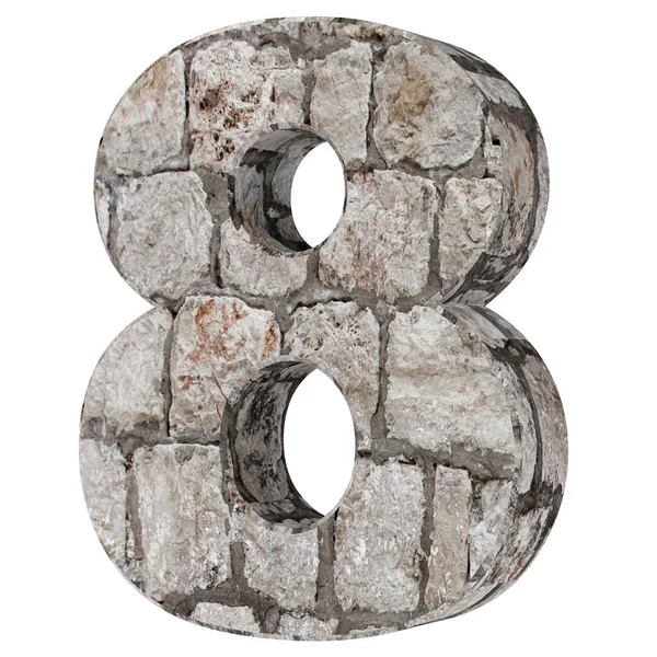 Number Eight Stone Bricks Render Illustration — Stock Photo, Image