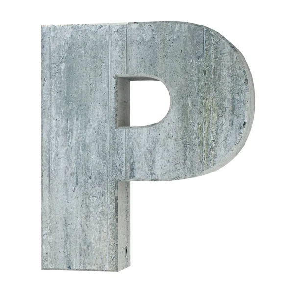 Büyük harf - beyaz arka plan üzerinde izole P beton. 3D render illüstrasyon