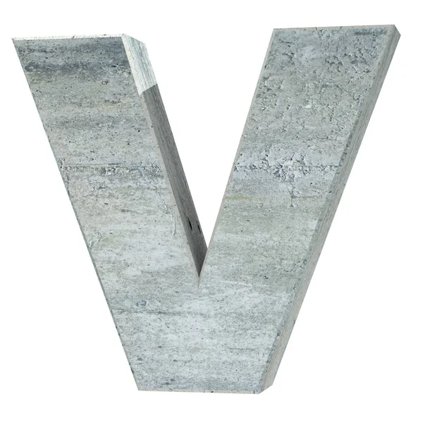 Büyük harf - beyaz arka plan üzerinde izole V beton. 3D render illüstrasyon