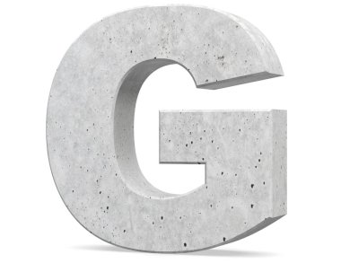 Büyük harf - beyaz arka plan üzerinde izole G beton. 3D render illüstrasyon