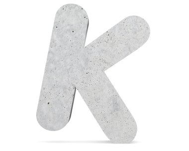 Büyük harf - beyaz arka plan üzerinde izole K beton. 3D render illüstrasyon