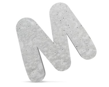 Büyük harf - beyaz arka plan üzerinde izole M Beton. 3D render illüstrasyon