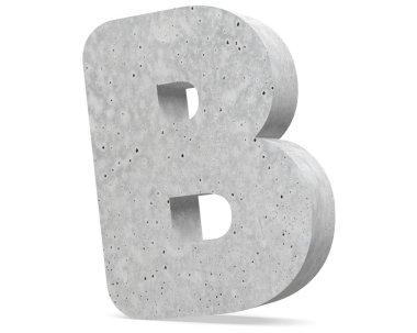 Büyük harf - beyaz arka plan üzerinde izole B beton. 3D render illüstrasyon