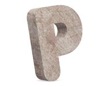 Kavramsal eski paslı metal büyük harf -P, demir ya da çelik sektörü izole beyaz arka plan parça. Eğitici paslı malzeme, yaşlı vintage yüzey, 3d çizim Pütürlü yüzeyi olarak yıpranmış zarar görmüş boya