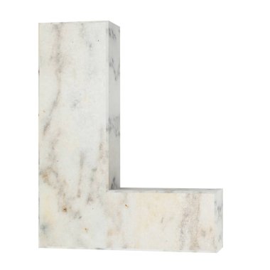 Büyük harf - L taş. 3D render illüstrasyon