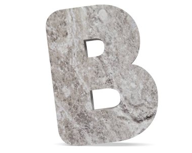 Büyük harf - beyaz arka plan üzerinde izole B beton. 3D render illüstrasyon