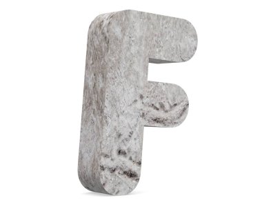 Büyük harf - beyaz arka plan üzerinde izole F beton. 3D render illüstrasyon