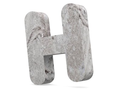 Büyük harf - beyaz arka plan üzerinde izole H Beton. 3D render illüstrasyon