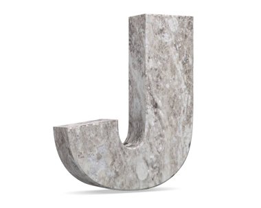 Büyük harf - beyaz arka plan üzerinde izole J beton. 3D render illüstrasyon
