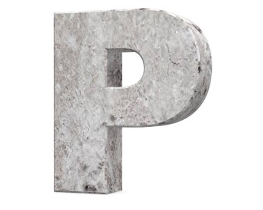 Büyük harf - beyaz arka plan üzerinde izole P beton. 3D render illüstrasyon