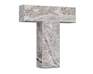 Büyük harf - beyaz arka plan üzerinde izole T beton. 3D render illüstrasyon