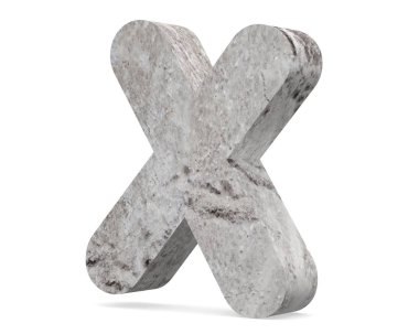 Beton büyük harf - X izole üzerinde beyaz arka plan. 3D render illüstrasyon