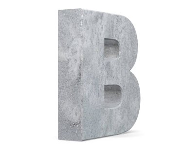 Büyük harf - beyaz arka plan üzerinde izole B beton. 3D render illüstrasyon