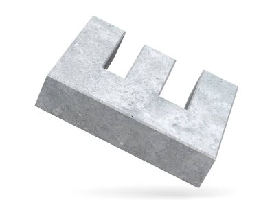 Büyük harf - beyaz arka plan üzerinde izole E beton. 3D render illüstrasyon