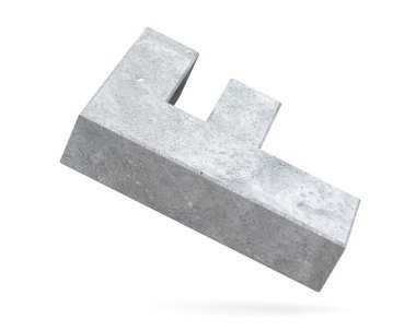 Büyük harf - beyaz arka plan üzerinde izole F beton. 3D render illüstrasyon