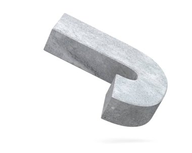 Büyük harf - beyaz arka plan üzerinde izole J beton. 3D render illüstrasyon