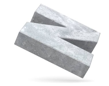 Büyük harf - beyaz arka plan üzerinde izole N Beton. 3D render illüstrasyon