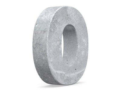 Büyük harf - beyaz arka plan üzerinde izole O beton. 3D render illüstrasyon