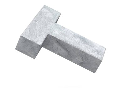 Büyük harf - beyaz arka plan üzerinde izole T beton. 3D render illüstrasyon