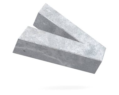 Büyük harf - beyaz arka plan üzerinde izole V beton. 3D render illüstrasyon