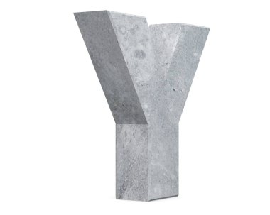 Büyük harf - beyaz arka plan üzerinde izole Y beton. 3D render illüstrasyon